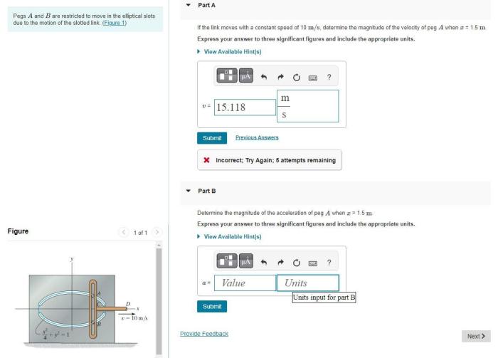 Pegs a and b are restricted to move