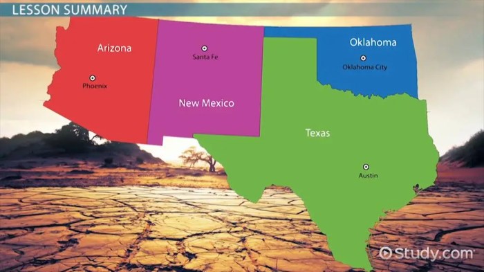 Southwest region map with capitals