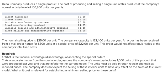 A manufacturing company that produces a single product